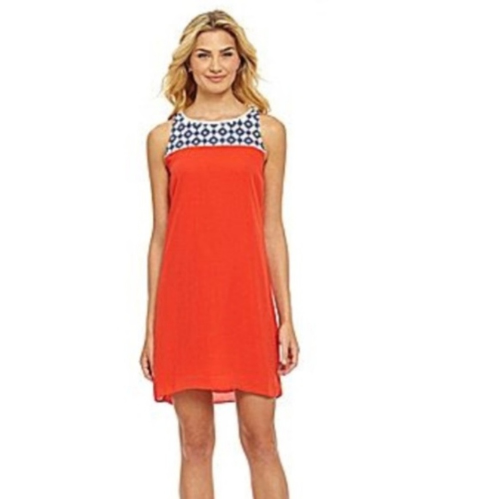 THML Coral and Navy Dress